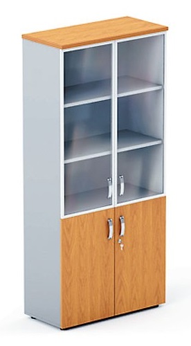 Картинка Офисные шкафы Шкаф 5-го уровня глухая дверь+стеклянная дверь в алюминевой рамке  DH5-026